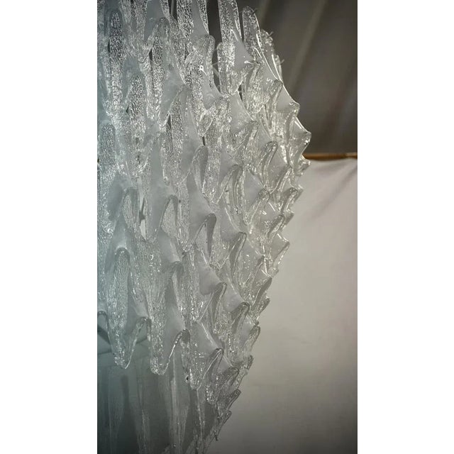 Mid-Century Murano Round Transparent White Color Chandelier and Pendant For Sale - Image 4 of 13