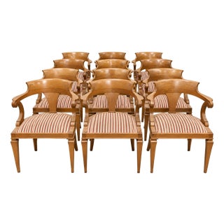 Empire Oak Gondola Back Armchairs, 1950s, Set of 12 For Sale