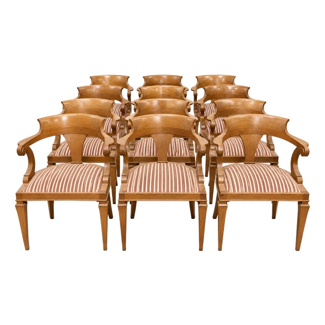 Empire Oak Gondola Back Armchairs, 1950s, Set of 12 For Sale