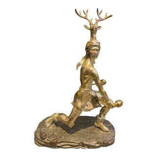 1990s Yaqui Deer Dancer Sculpture by Martin Mendoza by De' Argenta For Sale