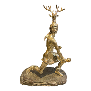 1990s Yaqui Deer Dancer Sculpture by Martin Mendoza by De' Argenta