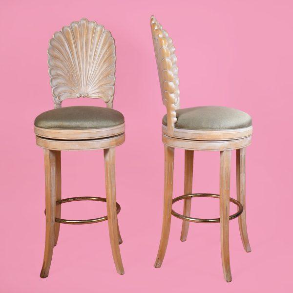 Italian Pair of Italian Grotto Swivel Bar Stools For Sale - Image 3 of 6
