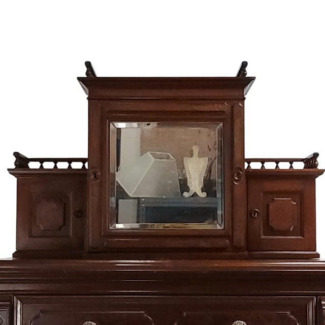 Kimbel & Cabus Gothic Revival Walnut Tall Chest With Mirror 84" For Sale - Image 4 of 18