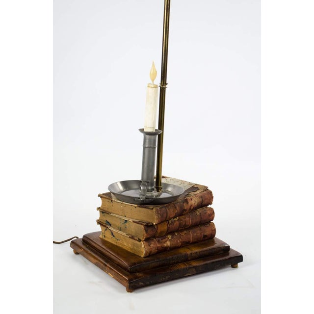LeatherBound Book Stack and Pewter Candle Holder Table Lamp Chairish