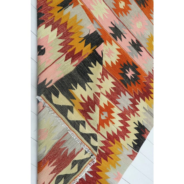 Vintage Turkish Kilim Rug-5′2″ × 9′1″ For Sale - Image 12 of 13