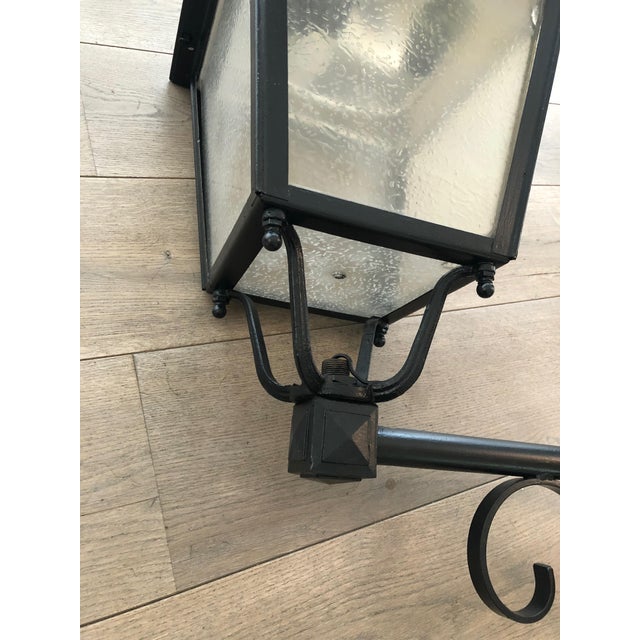 1950s Large Exterior Iron Lanterns on Supports - Set of 2 For Sale - Image 9 of 12