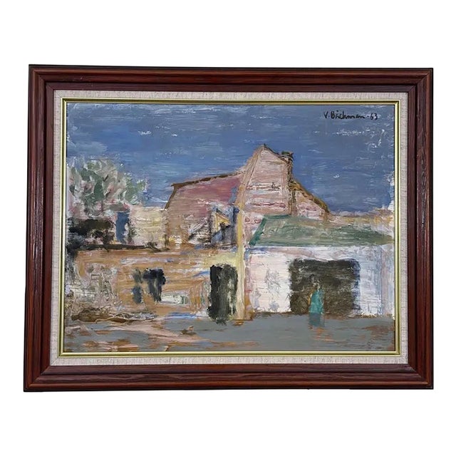 1963 Mid Century Swedish Modernist Oil Painting by Vidar Bäckman For Sale