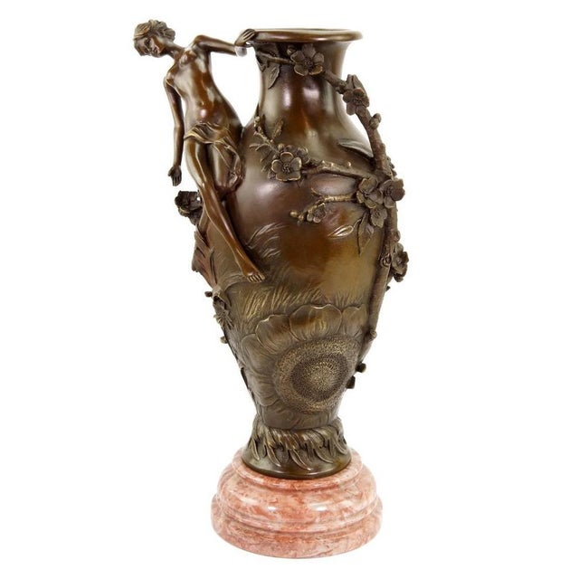 Art Nouveau Brown Patinated Bronze Vase For Sale - Image 4 of 12
