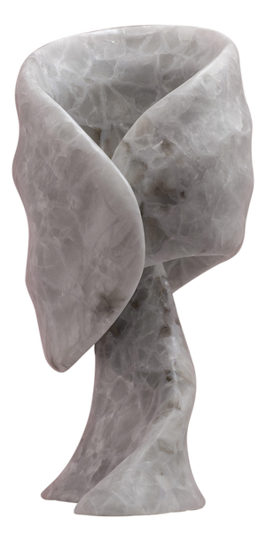 Aqua Fossil Sculptural Table Light in Alabaster and Resin by Amarist Studio