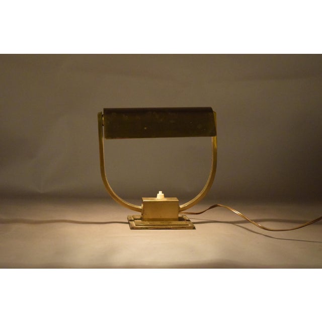 Art Deco Brass U-Frame Desk Lamp with Pivoting Shade, 1930s For Sale - Image 10 of 11