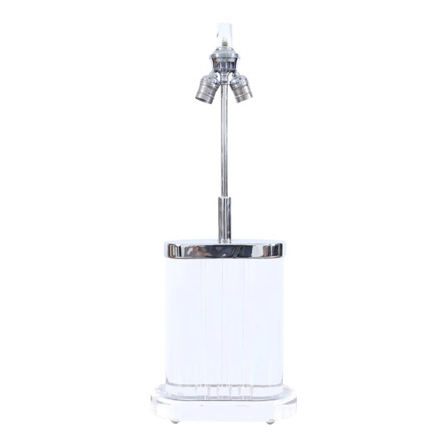 Mid-Century Modern Lucite and Chrome Table Lamp, 1970s For Sale