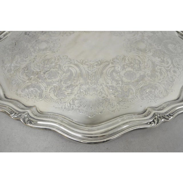 Antique Reed & Barton Winthrop Silver Plated Victorian Bar Serving Platter Tray For Sale - Image 10 of 14