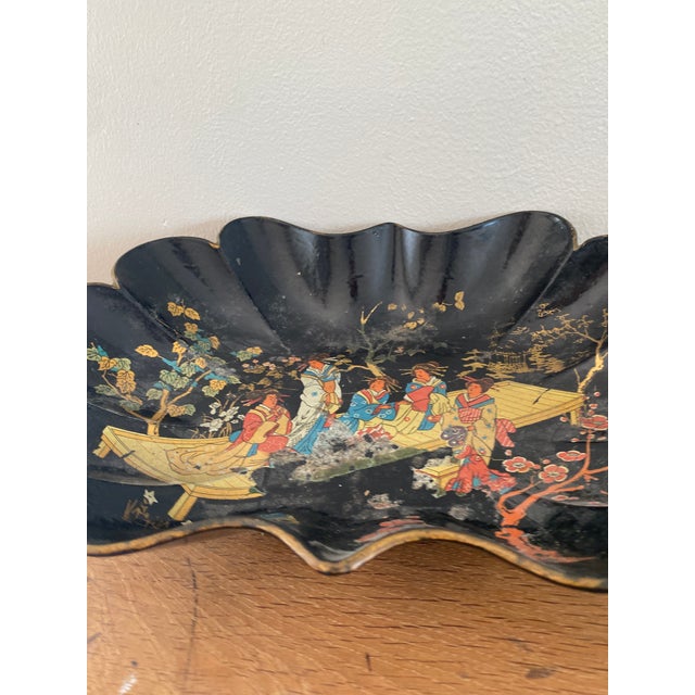 Antique French Napoleon III Papier-Mâché Tray, 1800s For Sale - Image 12 of 18
