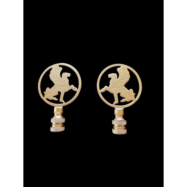French Vintage Brass Gryphon Winged Griffin Decorative Finials - a Pair For Sale - Image 3 of 7