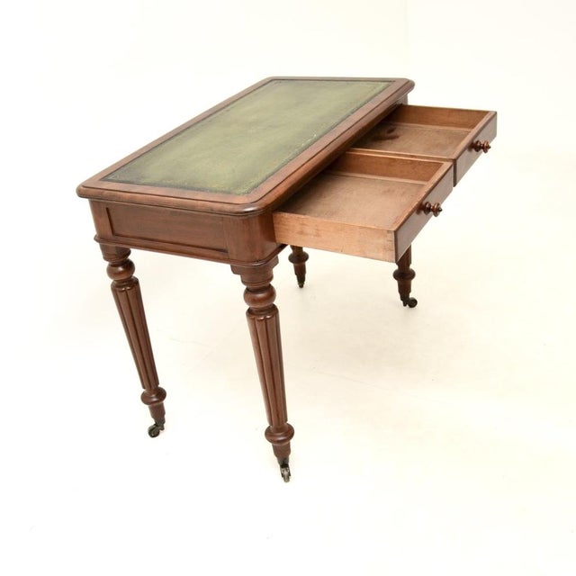 Antique Victorian Leather Top Writing Table, 1860 For Sale - Image 4 of 10