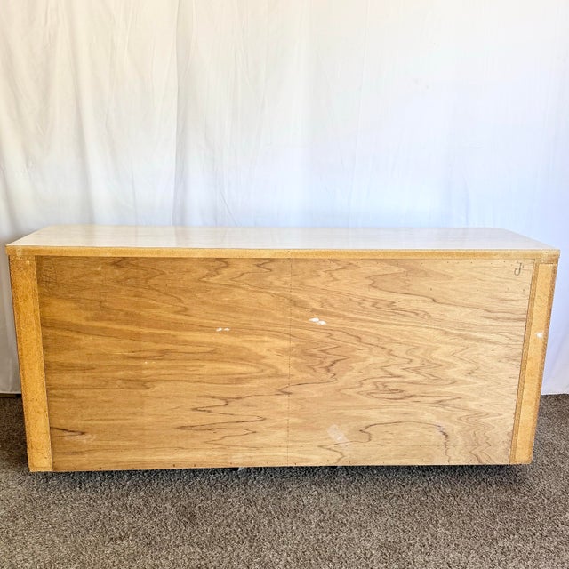 Wood Postmodern Faux Travertine and Black Laminate Credenza For Sale - Image 7 of 12