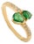Pear Cut Natural Emerald and Diamond Bypass Ring Size 5.5 in 14k Yellow Gold For Sale