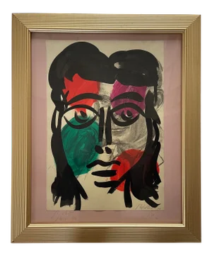 1970s “Me” Abstract Expressionist Artist Portrait Acrylic Painting by Peter Keil, Framed