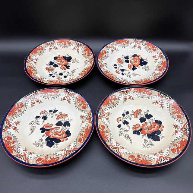 A Set of 4 Antique Doulton’s Alma Pattern Soup Plates, Circa 1880’s For Sale - Image 12 of 12