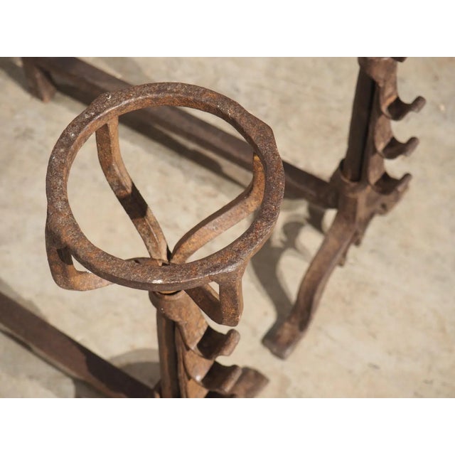 18th Century Wrought Iron Fireplace Chenets From France For Sale - Image 10 of 12