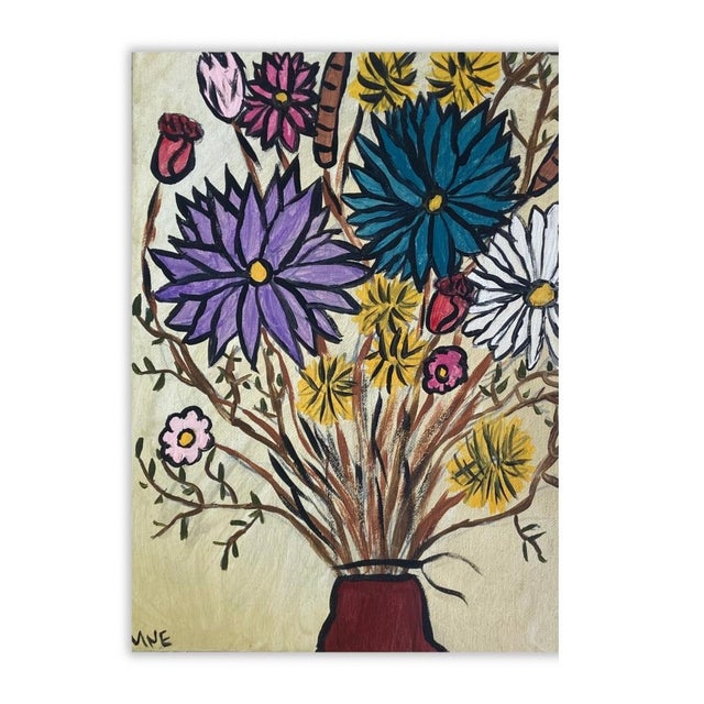 Wildflowers a contemporary acrylic on canvas board folk art painting by Kentucky artist Morgan Evans Brighten you home...