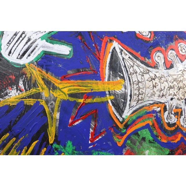 Figurative "Jazz Man" Contemporary Neo-Expressionist Mixed-Media Painting by Sax Berlin For Sale - Image 3 of 7