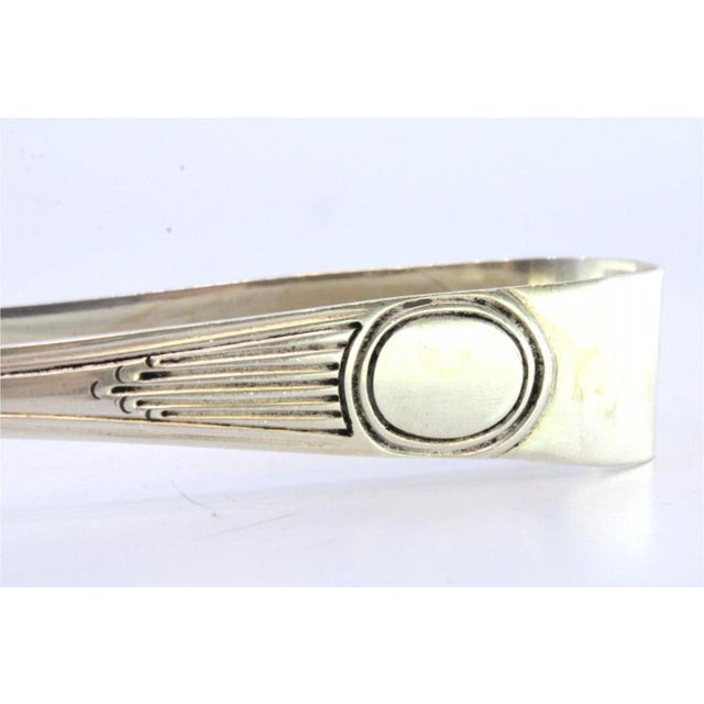 Sugar Tongs in Embossed Silver with Handle Stripes and Monogram Cards For Sale - Image 4 of 7