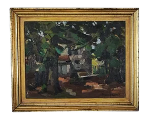 Lison Favarger, Paysage, Oil on Cardboard, 1920s, Framed