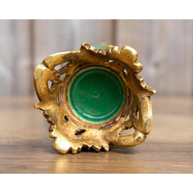 19th Century Antique Chinese Qing Green Crackle Glazed Porcelain and Ormolu Vase For Sale - Image 15 of 18