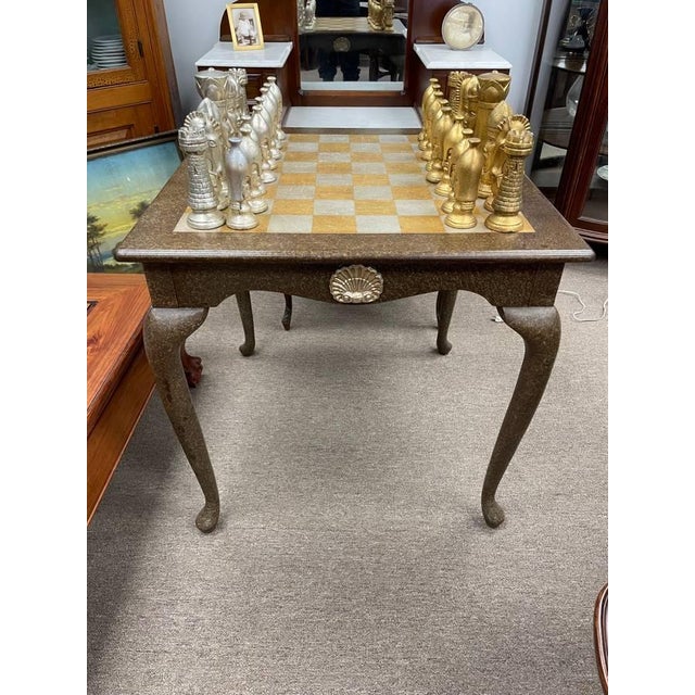 For sale is a super unique vintage stlye table that doubles as a full on chess set. The table top is a full chess board...