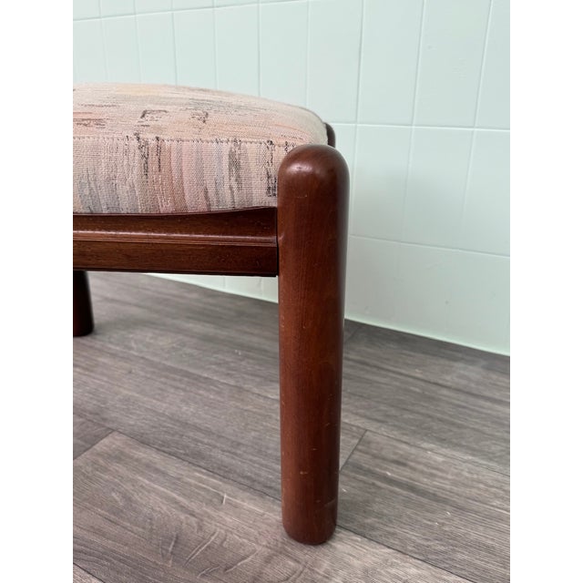 Wood Small Vintage Upholstered Wooden Ottoman, 1970s For Sale - Image 7 of 12