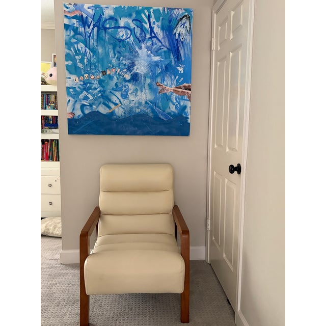 Modern Contemporary Lounge Chair by Opulence Home in Cream Upholstery For Sale - Image 11 of 12