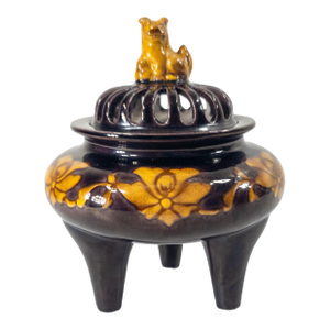 Mid-Century Japanese Purple and Gold Kutani Incense Burner or Censer