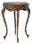Vintage 1930s French Carved Walnut Side Lamp Table Floral Inlay & Cabriole Legs For Sale