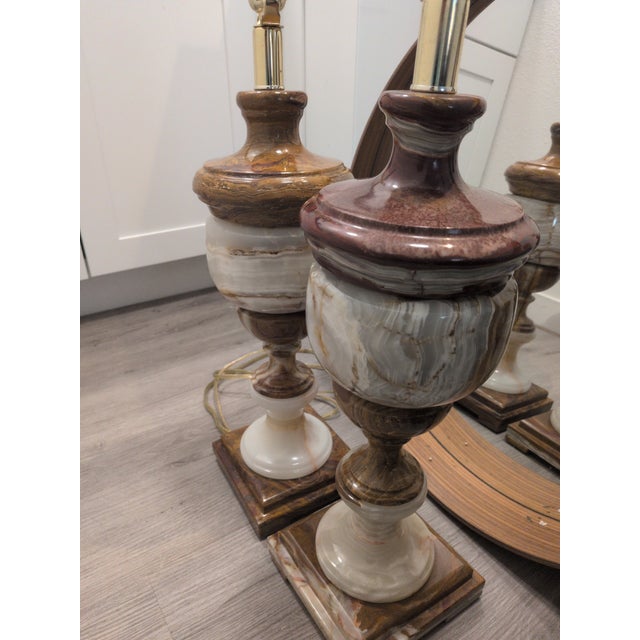 Vintage Onyx Table Lamps - a Pair For Sale - Image 4 of 12