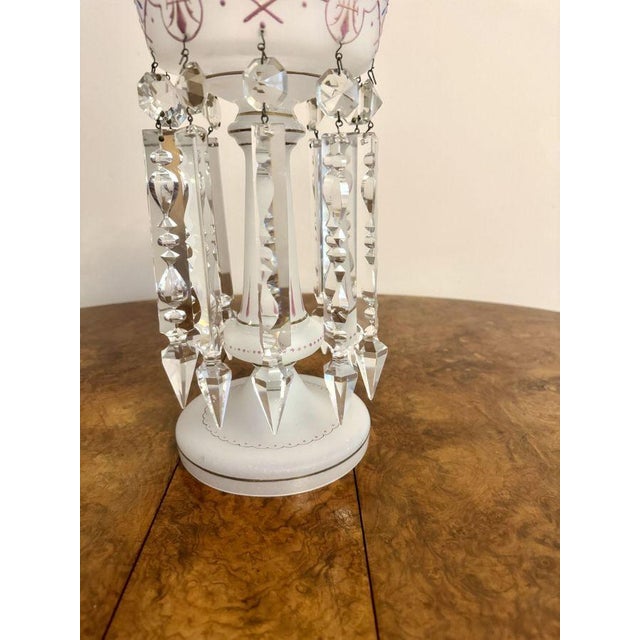 Antique Victorian Glass Lustre and Glass Dome, 1880, Set of 2 For Sale - Image 9 of 10