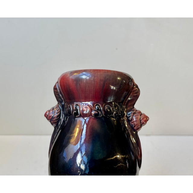 Art Nouveau Glazed Vase with Snail by Daniel Andersen for Michael Andersen, 1890s For Sale - Image 5 of 11