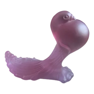 1990s Heisey Frosted Lavender Glass Pouter Pigeon Sculpture, HCA 93