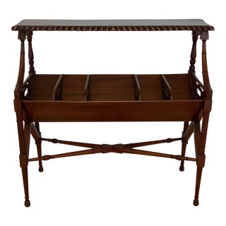 1950s British Colonial Mahogany Library Bookcase With Faux Bamboo Details. For Sale