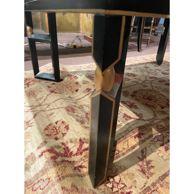 Black Lacquer Coffee Table With Large Turquoise Flower and Vine Motif by Baker Furniture For Sale In Buffalo - Image 6 of 6