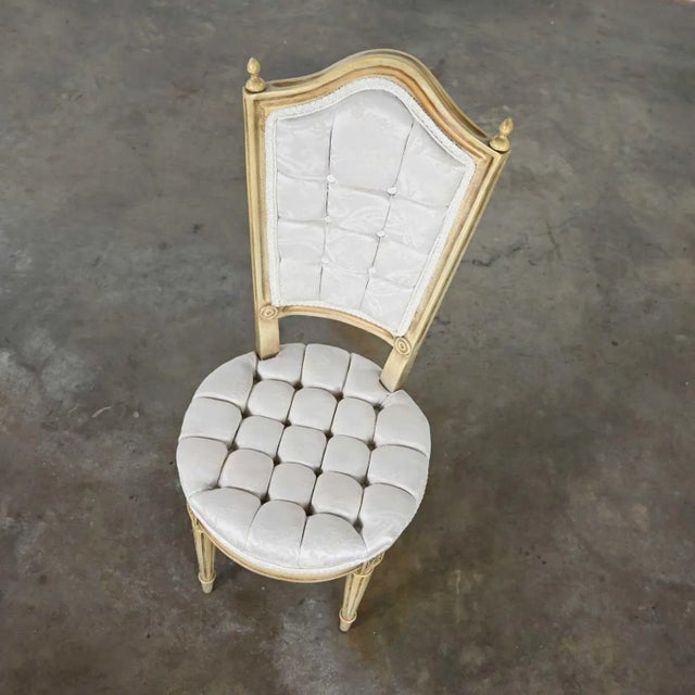 Wood Hollywood Regency Louis XVI Style Vintage White Dressing or Accent Chair Attributed to Prince Howard For Sale - Image 7 of 13
