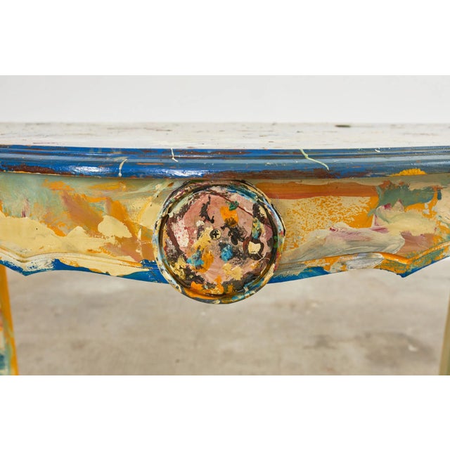 Cream Pair of Demilunes or Center Table Painted by Ira Yeager For Sale - Image 8 of 13