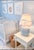 Vintage Custom Painted Styled John Dickinson Draped Plaster Pale Blue Table Lamp W/ Custom Ribbon Shade For Sale - Image 9 of 10