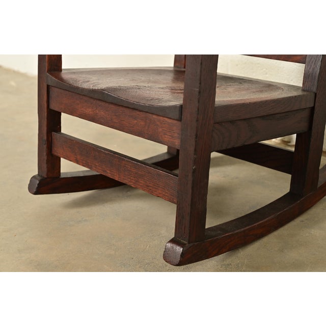 Limbert Antique Mission Oak Arts & Crafts Child's Rocking Chair, Circa 1910 For Sale - Image 10 of 14