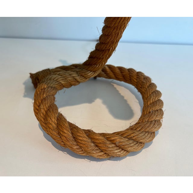 1950s Mid-Century Modern Rope and green glass table lamp by Adrien Audoux & Frida Minet (Audoux Minet) For Sale - Image 9 of 12
