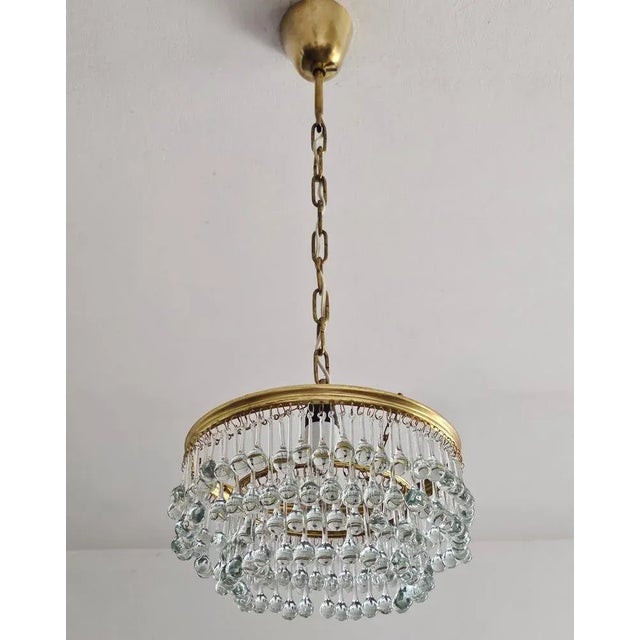 Hollywood Regency Small Hollywood Regency Chandelier with Mini Teardrop Crystals, Austria, 1940s For Sale - Image 3 of 12