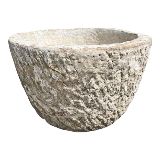 Vintage Rustic Stone Planter Bowl For Sale