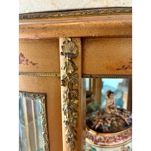 Gold Vintage Vitrine Display Cabinet French Style Glass Shelving For Sale - Image 8 of 11