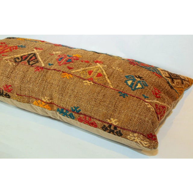 Brown Vintage Moroccan Berber Pillow Hand-Woven Rug Pillow For Sale - Image 8 of 13