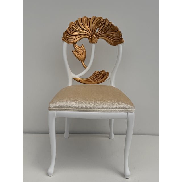 1980s Set of Four Hollywood Regency Carved Lotus Chairs For Sale In Los Angeles - Image 6 of 12